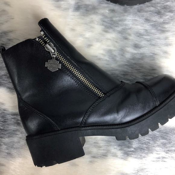 Harley-Davidson Other - Girls Leather Harley Davidson Zipper boots 1.5